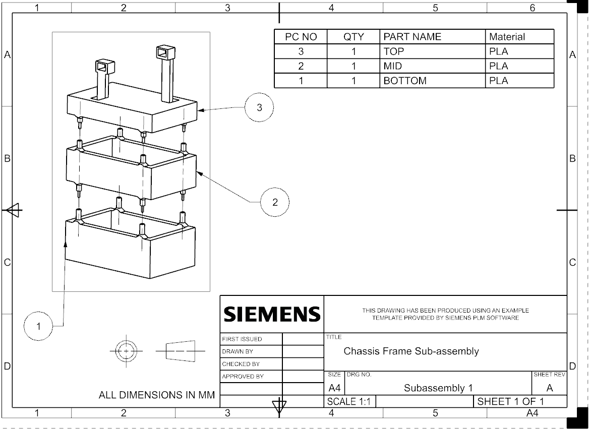 Chassis sub-assembly drawing